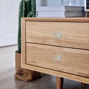 Brass clear acrylic knobs for interior cabinets, dressers, closets.